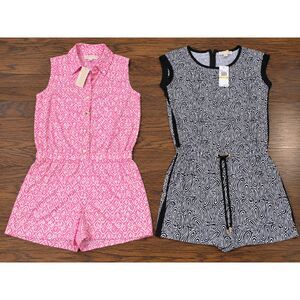Lot of 2 - Michael Kors Women's Rompers Shorts Sleeveless Pink Black Medium NWT